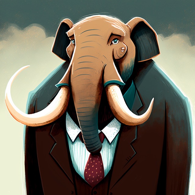 Manfred, a mammoth in a suit
